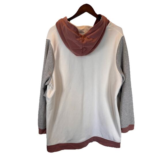 Lands' End Women’s 2X Serious Sweats Hooded Colorblock Sweatshirt Pullover White - Picture 8 of 9